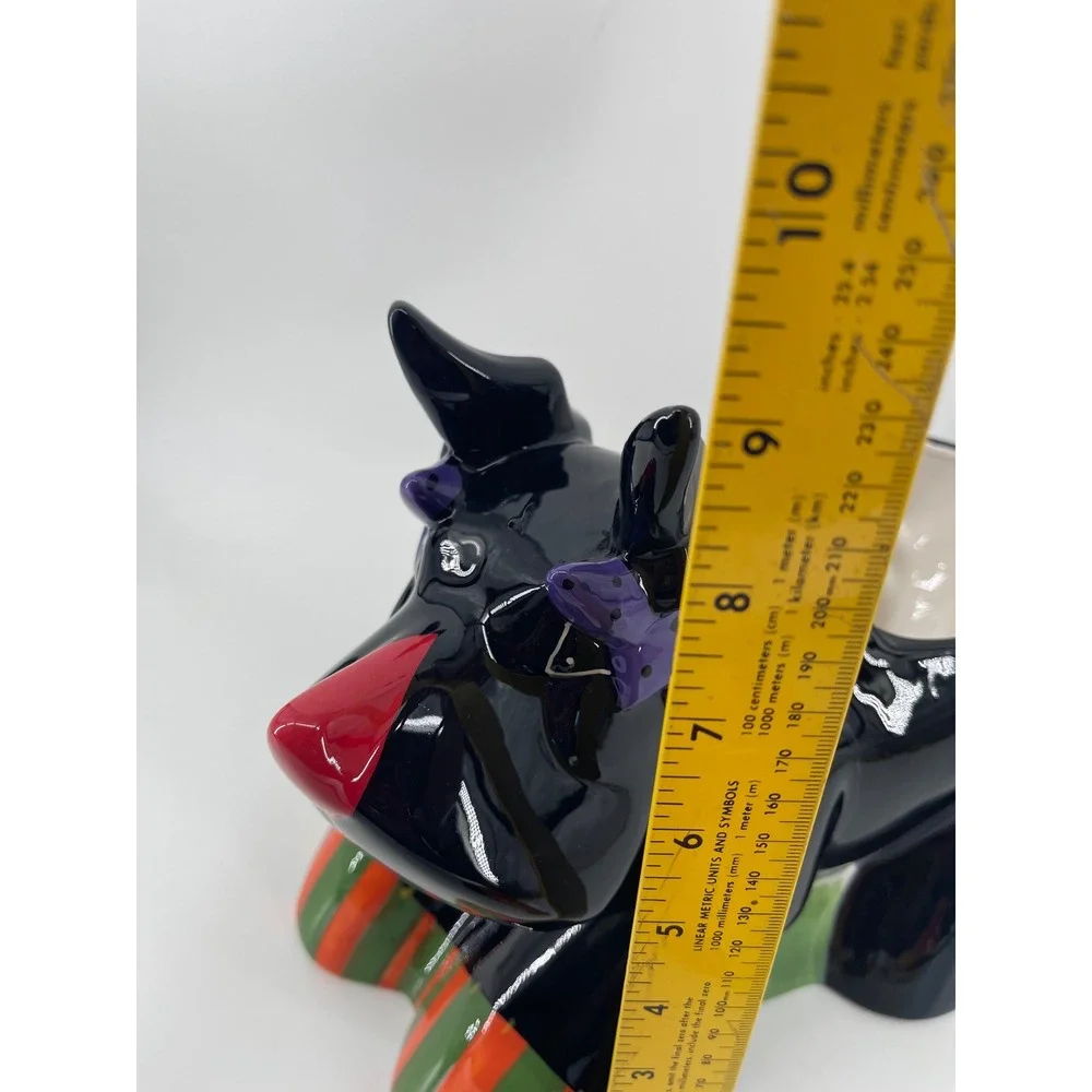Vintage Scottie Dog Ceramic Cookie Jar Multi-Color Scottish Terrier Folk Art